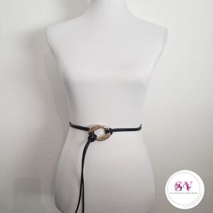 Black Knotted Belt With Gold Belt